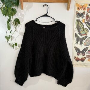 Black chunky knit cropped sweater free people